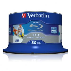 VERBATIM 43812 BD-R 6X 25GB WIDE PRINTABLE 50 LI SPINDLE